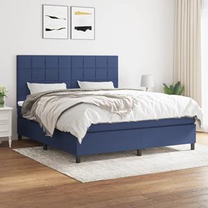 VidaXL Boxspring met matras stof blauw 180x200 cm