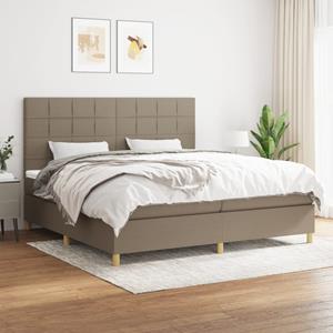 VidaXL Boxspring met matras stof taupe 200x200 cm