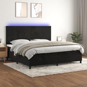 VidaXL Boxspring met matras en LED fluweel zwart 200x200 cm