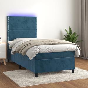 VidaXL Boxspring met matras en LED fluweel donkerblauw 80x200 cm