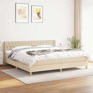 VidaXL Boxspring met matras stof crèmekleurig 200x200 cm