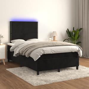 VidaXL Boxspring met matras en LED fluweel zwart 120x200 cm