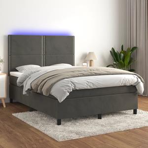 VidaXL Boxspring met matras en LED fluweel donkergrijs 140x200 cm