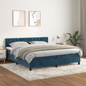 VidaXL Boxspring met matras fluweel donkerblauw 160x200 cm