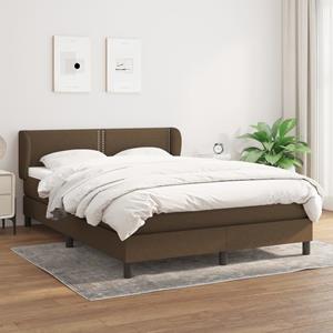 VidaXL Boxspring met matras stof donkerbruin 140x190 cm