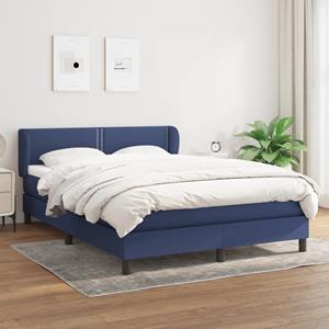 VidaXL Boxspring met matras stof blauw 140x190 cm