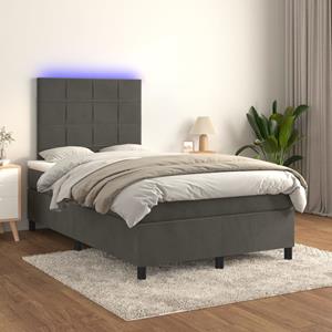 VidaXL Boxspring met matras en LED fluweel donkergrijs 120x200 cm