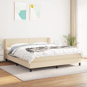 VidaXL Boxspring met matras stof crèmekleurig 160x200 cm