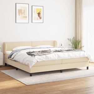 VidaXL Boxspring met matras stof crèmekleurig 200x200 cm