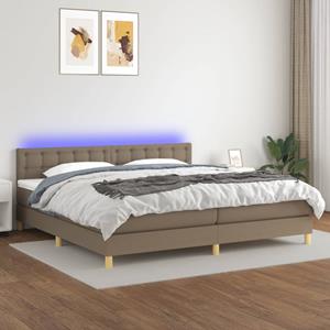 VidaXL Boxspring met matras en LED stof taupe 200x200 cm