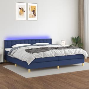 VidaXL Boxspring met matras en LED stof blauw 200x200 cm