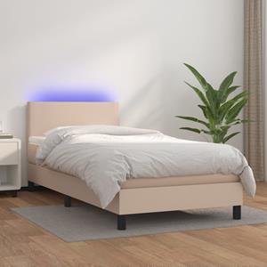 VidaXL Boxspring met matras en LED kunstleer cappuccinokleur 80x200 cm