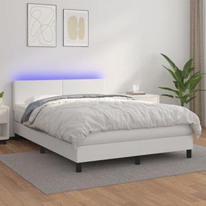 VidaXL Boxspring met matras en LED kunstleer zwart 140x190 cm