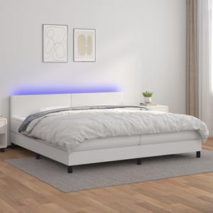 VidaXL Boxspring met matras en LED kunstleer wit 200x200 cm