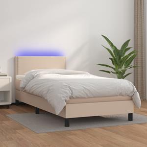 VidaXL Boxspring met matras en LED kunstleer cappuccinokleur 90x190 cm