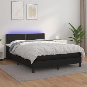 VidaXL Boxspring met matras en LED kunstleer zwart 140x190 cm