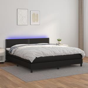 VidaXL Boxspring met matras en LED kunstleer zwart 160x200 cm