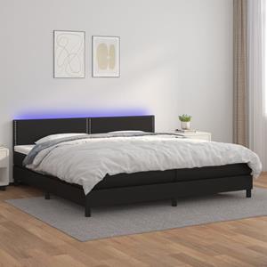 VidaXL Boxspring met matras en LED kunstleer zwart 200x200 cm