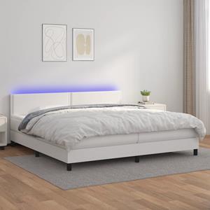 VidaXL Boxspring met matras en LED kunstleer wit 200x200 cm