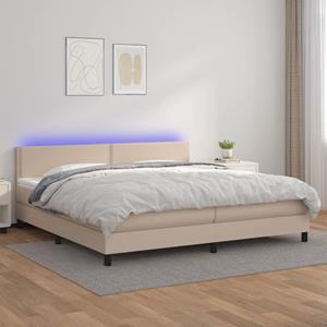 VidaXL Boxspring met matras en LED kunstleer cappuccinokleur 200x200cm