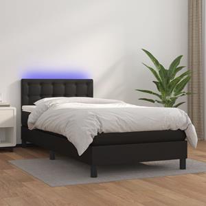 VidaXL Boxspring met matras en LED kunstleer zwart 80x200 cm