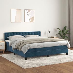 VidaXL Boxspring met matras fluweel donkerblauw 160x200 cm