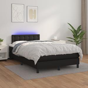 VidaXL Boxspring met matras en LED kunstleer zwart 120x200 cm