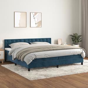 VidaXL Boxspring met matras fluweel donkerblauw 200x200 cm