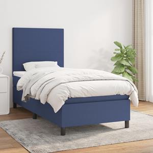 VidaXL Boxspring met matras stof blauw 80x200 cm