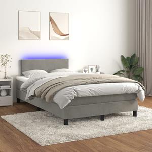 VidaXL Boxspring met matras en LED fluweel lichtgrijs 120x200 cm