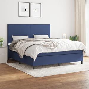 VidaXL Boxspring met matras stof blauw 160x200 cm