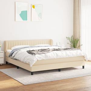 VidaXL Boxspring met matras stof crèmekleurig 180x200 cm