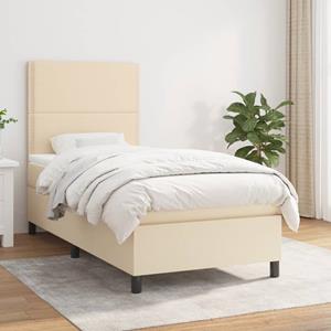 VidaXL Boxspring met matras stof crèmekleurig 90x190 cm