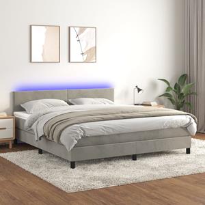 VidaXL Boxspring met matras en LED fluweel lichtgrijs 160x200 cm