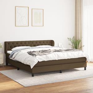 VidaXL Boxspring met matras stof donkerbruin 160x200 cm