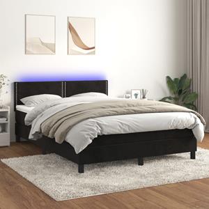 VidaXL Boxspring met matras en LED fluweel zwart 140x190 cm