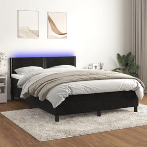 VidaXL Boxspring met matras en LED fluweel zwart 140x200 cm