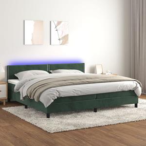 VidaXL Boxspring met matras en LED fluweel donkergroen 200x200 cm