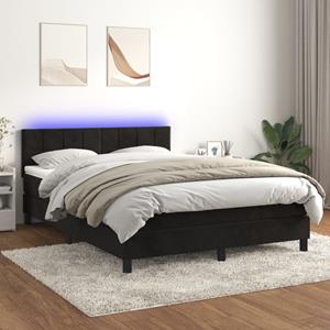 VidaXL Boxspring met matras en LED fluweel zwart 140x190 cm