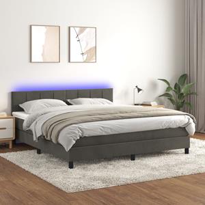 VidaXL Boxspring met matras en LED fluweel donkergrijs 160x200 cm