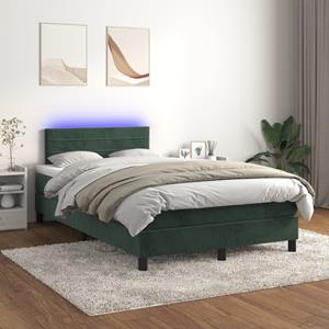 VidaXL Boxspring met matras en LED fluweel donkergroen 120x200 cm