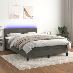 VidaXL Boxspring met matras en LED fluweel donkergrijs 140x190 cm