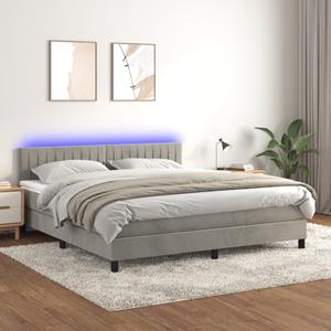 VidaXL Boxspring met matras en LED fluweel lichtgrijs 160x200 cm