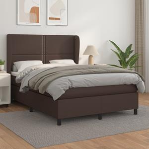 VidaXL Boxspring met matras kunstleer bruin 140x190 cm