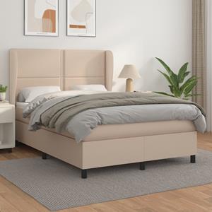 VidaXL Boxspring met matras kunstleer cappuccinokleurig 140x190 cm