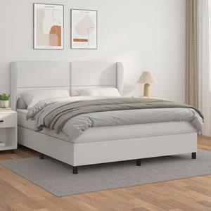 VidaXL Boxspring met matras kunstleer wit 160x200 cm