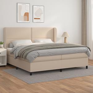 VidaXL Boxspring met matras kunstleer cappuccinokleurig 200x200 cm