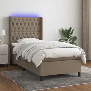 VidaXL Boxspring met matras en LED stof taupe 80x200 cm