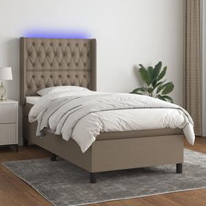 VidaXL Boxspring met matras en LED stof taupe 90x190 cm