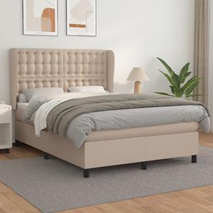 VidaXL Boxspring met matras kunstleer cappuccinokleurig 140x190 cm